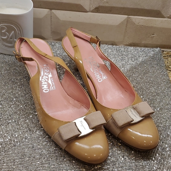 Salvatore Ferragamo Shoes - SOLD!! FERRAGAMO Kitten Heel Sling - Size 8 1/2